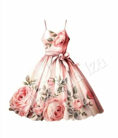 Papel para Decoupage - Coleção Costura - Vestido Rosa
