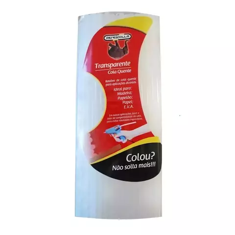 Pacote com Bastões Transparentes de Cola Quente Rendicolla Refil Fino 7,5 Mm X 30 Cm 1kg
