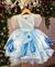 Vestido Infantil Temático Cinderela Azul Luxo