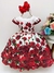 Vestido Vermelho Floral Infantil Luxo Festa