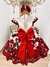 Vestido Vermelho Floral Infantil Luxo Festa - loja online