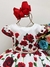 Vestido Vermelho Floral Infantil Luxo Festa - comprar online
