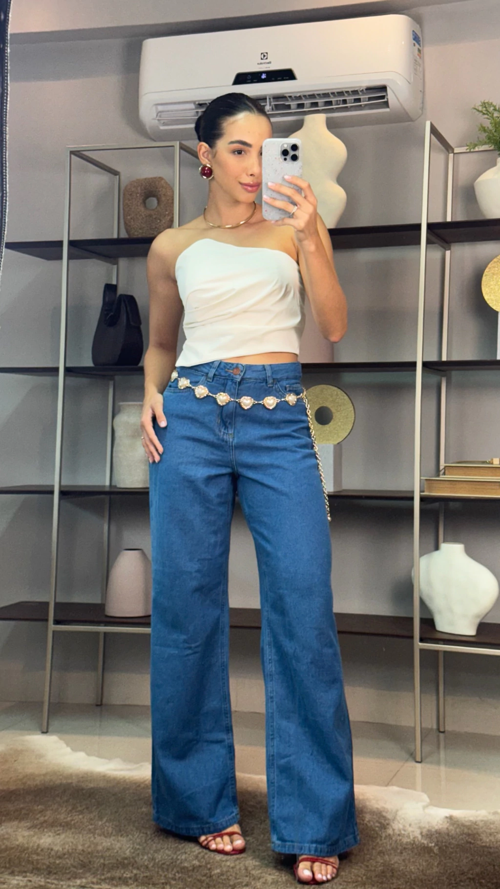 Calça Wide Leg Glitz - Jeans azul