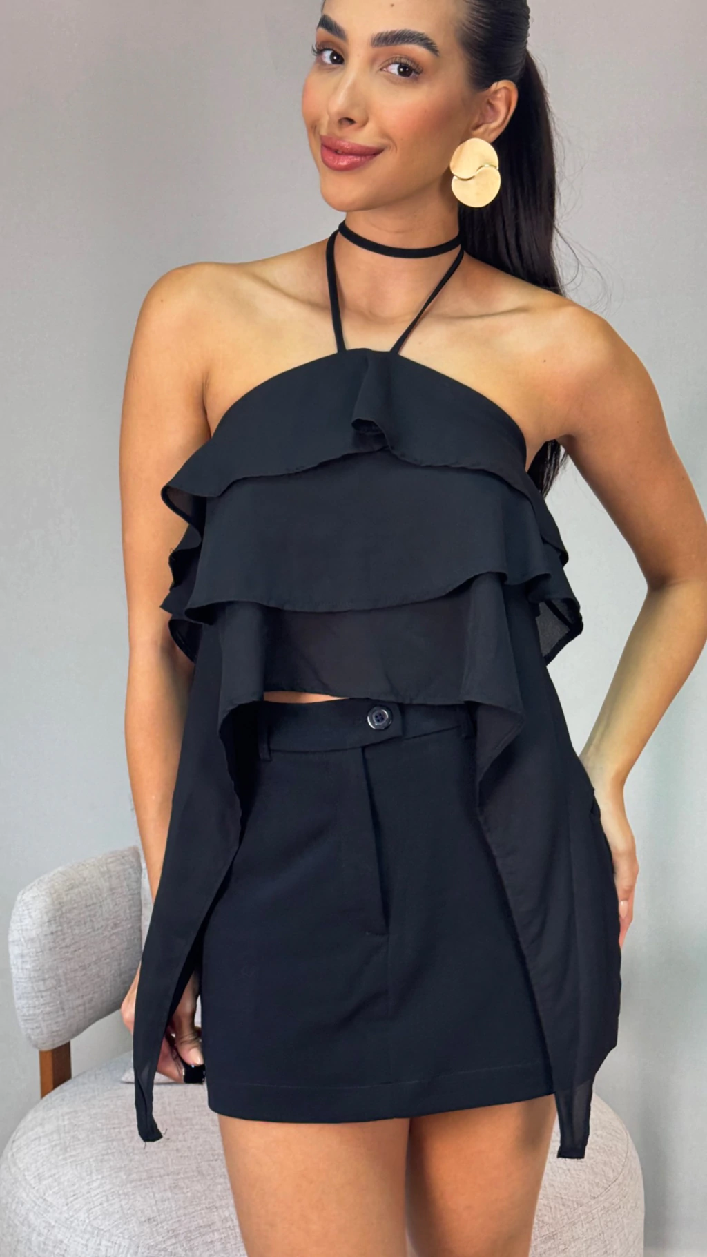 saia Brigi Preto (short apenas por dentro)