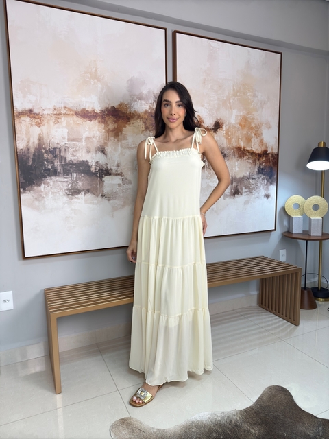 Vestido amarelo manteiga Solar - comprar online