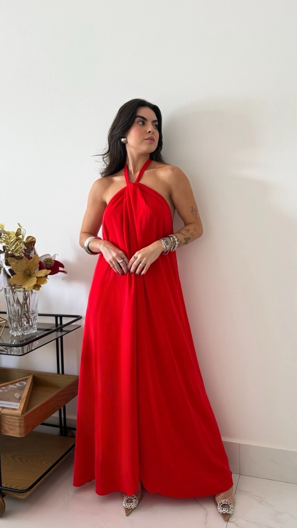 Vestido Celeste Vermelho
