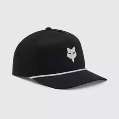 GORRA FOX FOXHEAD FLEXFIT HAT NEGRA LOGO NEGRO CON BORDE BLANCO