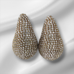 Brinco Gota Strass Dourado 4 cm - comprar online