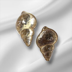 Brinco Concha com Resina Transparente Dourado 5 cm - comprar online