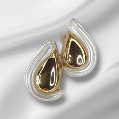 Brinco Pérola com Gota Dourado 2,5 cm - comprar online