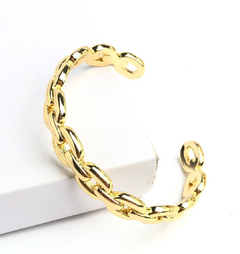Bracelete Corrente Rígido Dourado - Linha Premium - comprar online