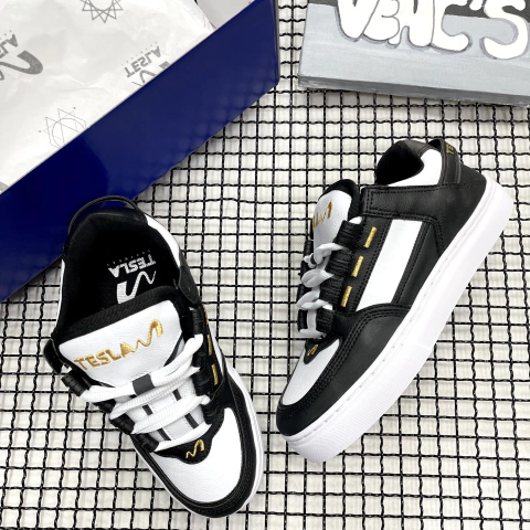 Tênis Tesla Coil Gold Preto Branco