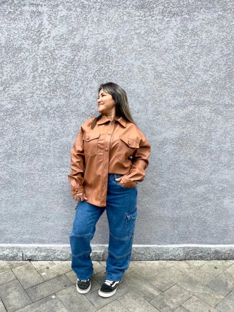Camisa Couro Consciência Jeans Oversized 22741