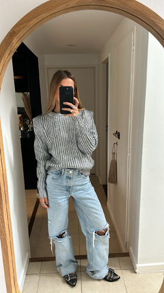 Sweater Hombreras Plateado