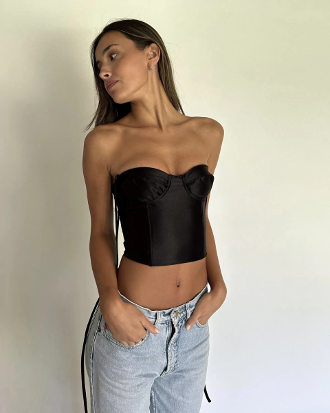 BUSTIER SATIN BLACK