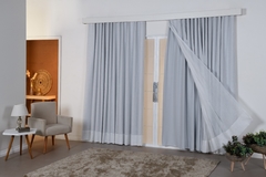 Cortina Gaze de Linho 3,00 Metros Largura com Forro Blackout para Trilho Suíço Max Simples