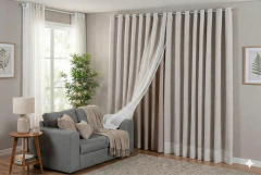 Cortina Gaze de Linho 5,00 Metros de Largura com forro Blackout Varão - comprar online