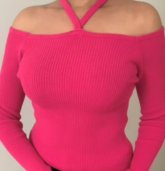 Blusa mangas longas e alças - tricot