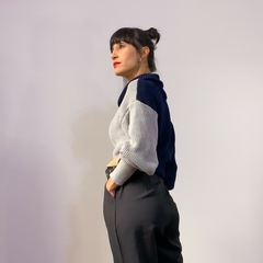 Blusa manga longa em tricot com padronagem geométrica - comprar online
