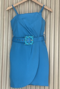 Vestido transpassado com cinto em pedraria - loja online