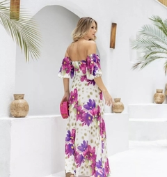Vestido longo estampa floral mangas removíveis na internet