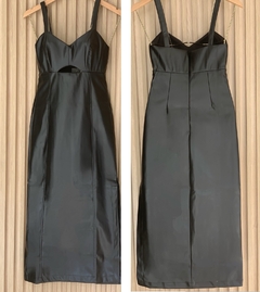 Vestido midi sem mangas couro sintético - loja online