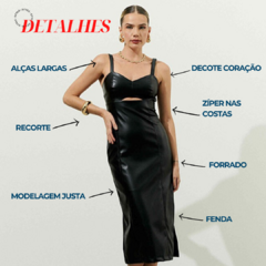 Vestido midi sem mangas couro sintético na internet