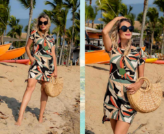 Vestido mullet mangas curtas estampado em malha - Atemporal Soul