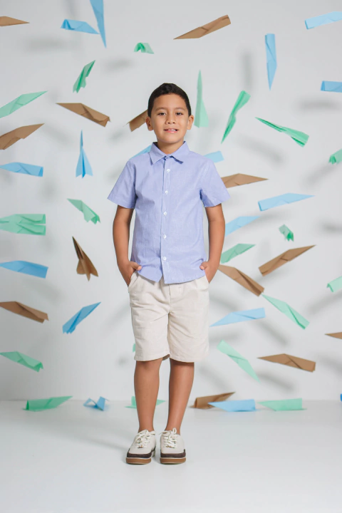 CAMISA M.CURTA INF. LISTRAS FINAS BIC BLUE 4/6/8 - comprar online