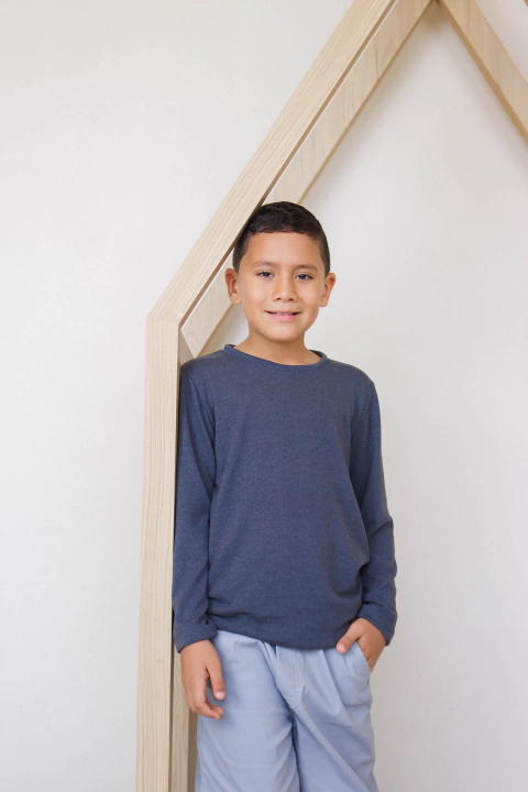 CAMISA LONGA MALHA TRICÔ AZUL AÇO 1/2/3 - comprar online