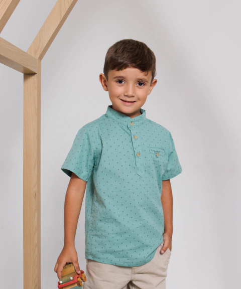 BATA INF. MANGA CURTA MINIPRINT VERDE CASCADE 4/6/8