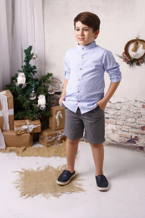 CAMISA M.LONGA INF. LISTRAS FINAS AZUL MARINA 1/2/3