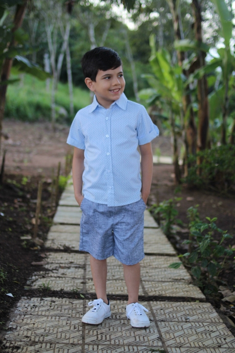 CAMISA INF. MANGA CURTA MINIPRINT LIGHT BLUE 4/6/8