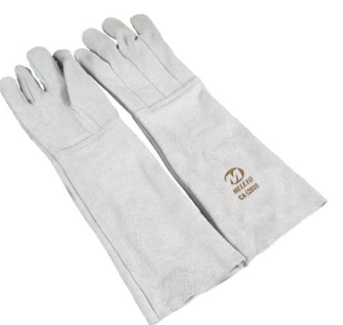 Luva de Raspa Branca Cano Longo 30cm Reforçada Meleto