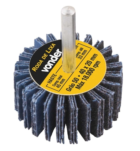 Roda de Lixa 40mm X 20mm com Haste Grão 50 Vonder