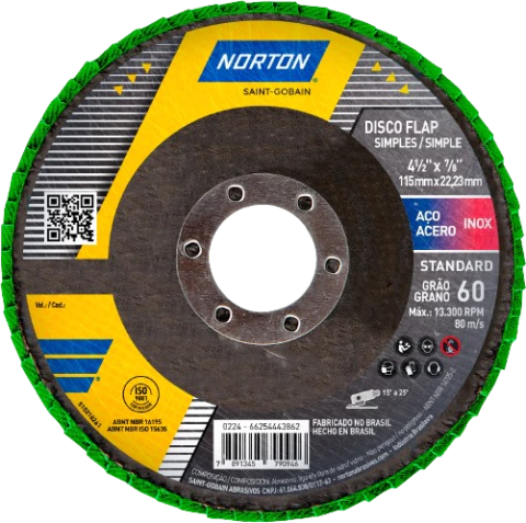 Disco Flap 4.1/2" x 7/8" Grão 60 Standard Norton