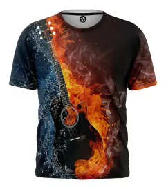 REMERA GUITARRA AGUA Y FUEGO 3D artemix AX-1151