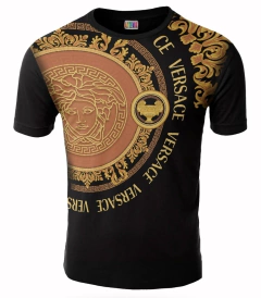 REMERA MODA MONEDA MEDUSA VERSACE NEGRO ARTEMIX AX-0108 - comprar online