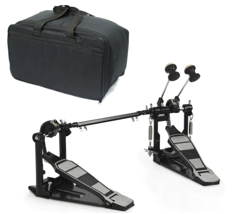 Pedal Batedor Duplo p/ Bumbo Bateria, Corrente Dupla, Ajuste Tensão, c/ Bag - Aj Som | Acessórios Musicais