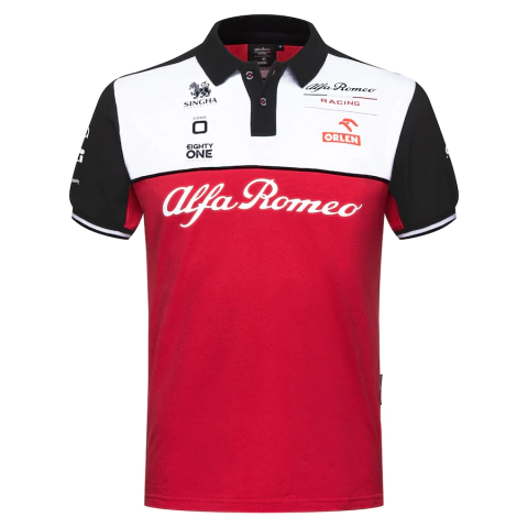Camisa Alpha Romeo - Vermelho/Branco - Gola Polo