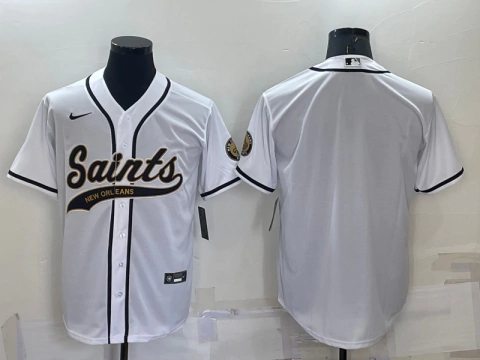 Jersey Beisebol New Orleans Saints Branca - NFL/MLB Crossover