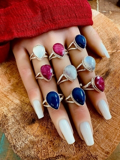 Anel Indiano Pedra Lapis Lazuli Gota M na internet