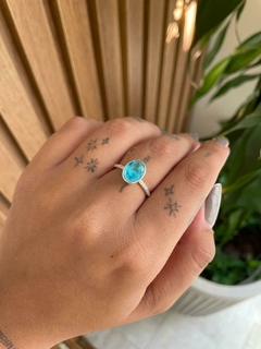 Anel de Prata Zirconia Azul Topazio - Cantinho da Prata | Jóias | Pratas | Anéis