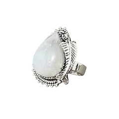 Anel Indiano Pedra da Lua Folha Gota K12 - comprar online