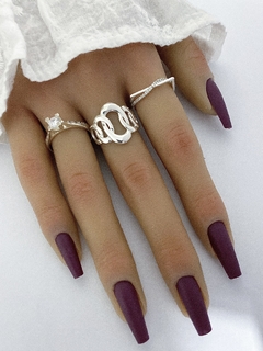 Anel de Prata Quadrado com Zirconias TP3 - comprar online