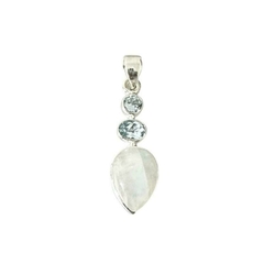 Pingente Indiano Gota Pedra da Lua e Topazio Azul - comprar online