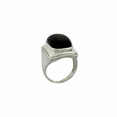 Anel de Prata Retangular Onix - comprar online