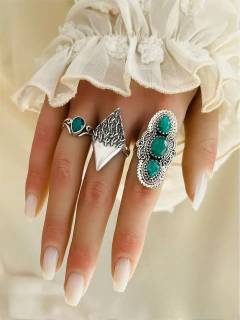 Anel Prata 925 Losango Folhas AP12 na internet