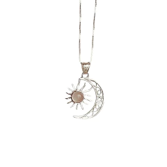 Gargantilha de Prata Lua SOL Quartzo Rosa GL12 - comprar online