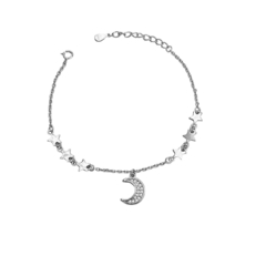 Pulseira de Prata Lua Estrelas D007